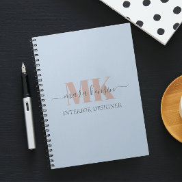 Modert Mocha Mousse Monogram Dusty Blue Notitieboek