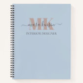 Modert Mocha Mousse Monogram Dusty Blue Notitieboek (Voorkant)