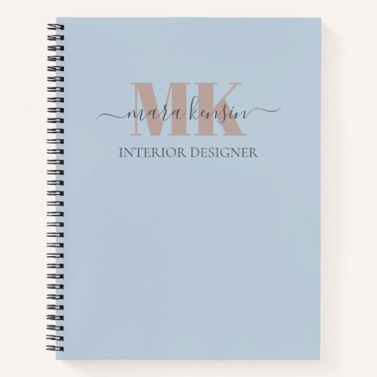 Modert Mocha Mousse Monogram Dusty Blue Notitieboek (Voorkant)