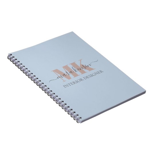 Modert Mocha Mousse Monogram Dusty Blue Notitieboek (Rechterzijde)