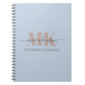 Modert Mocha Mousse Monogram Dusty Blue Notitieboek (Voorkant)