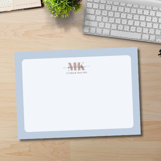 Modert Mocha Mousse Monogram Dusty Blue Post-it® Notes