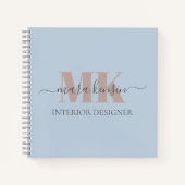 Modert Mocha Mousse Monogram Stof Blauw Notitieboek (Voorkant)