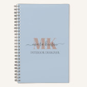 Modert Mocha Mousse Monogram Stof Blauw Notitieboek (Voorkant)