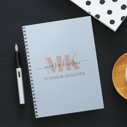 Modert Mocha Mousse Monogram Stof Blauw Notitieboek