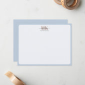 Modert Mocha Mousse Monogram Stof Blauw Notitiekaartje (Voorkant / Achterkant in situ)