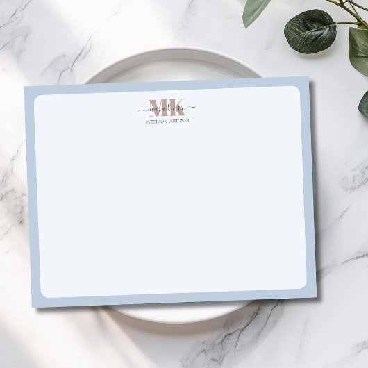 Modert Mocha Mousse Monogram Stof Blauw Notitiekaartje