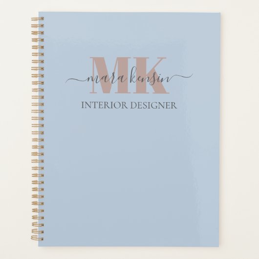 Modert Mocha Mousse Monogram Stof Blauw Planner (Voorkant)