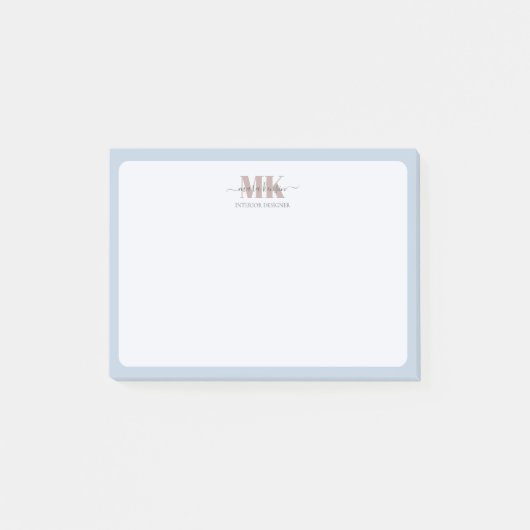 Modert Mocha Mousse Monogram Stof Blauw Post-it® Notes (Voorkant)