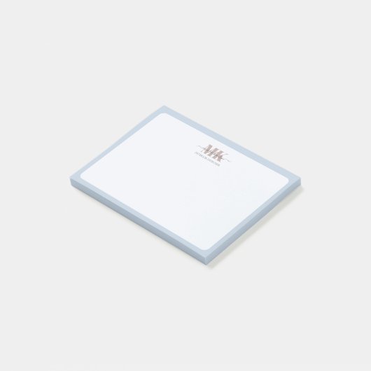 Modert Mocha Mousse Monogram Stof Blauw Post-it® Notes (Schuin)