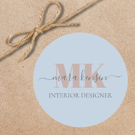 Modert Mocha Mousse Monogram Stof Blauw Ronde Sticker