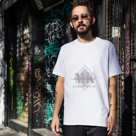 Modert Mocha Mousse Monogram Stof Blauw T-shirt