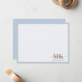 Modert Mocha Mousse Monogram Stofblauw Notitiekaartje (Voorkant / Achterkant in situ)