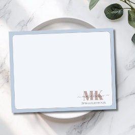 Modert Mocha Mousse Monogram Stofblauw Notitiekaartje