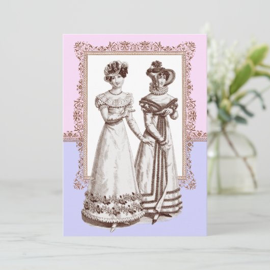  Modes Roze & Paarse Kant Vrijgezellenfeest Kaart (Staand voorkant)