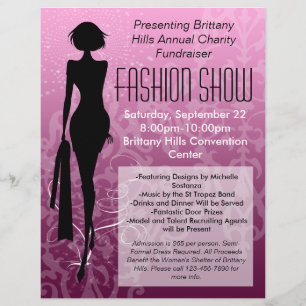 Modeshow Flyer, Roze Silhouette Werveling Flyer