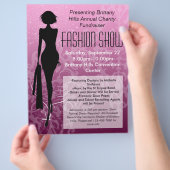 Modeshow Flyer, Roze Silhouette Werveling Flyer (Hand)