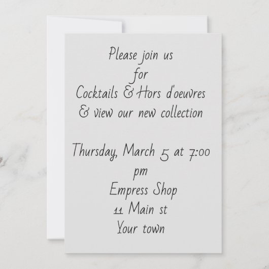 Modeshow met hoed met neussteen uitnodiging (Achterkant)