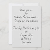 Modeshow met uitnodiging voor hoed met neussteen (Achterkant)