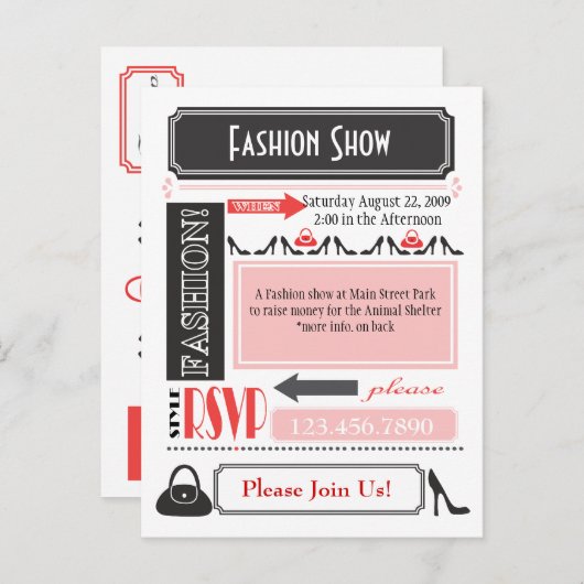 Modeshow Uitnodiging (Voorkant / Achterkant)