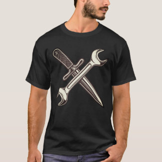 modesleutel met een trekmes t-shirt