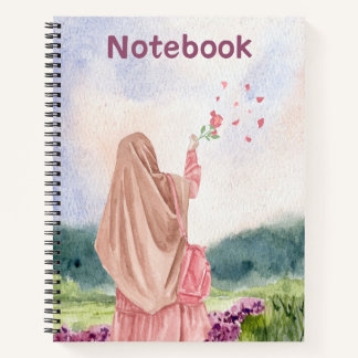 Modest Girl in Nature - Pink & Purple Watercolor N Notitieboek
