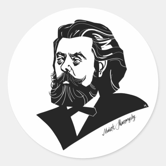 Modest Mussorgsky Ronde Sticker (Voorkant)
