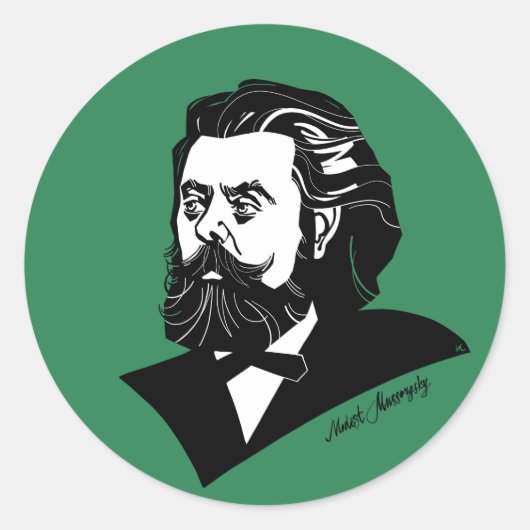 Modest Mussorgsky Ronde Sticker (Voorkant)