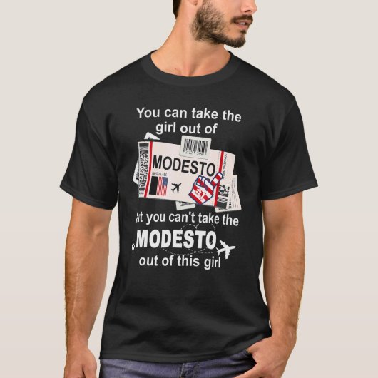 Modesto Boarding Pass Modesto Girl T-shirt (Voorkant)