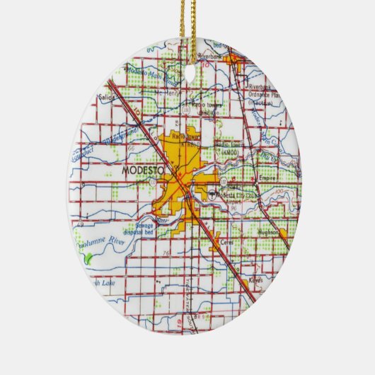 Modesto CA 1966 Map Keramisch Ornament (Rechts)