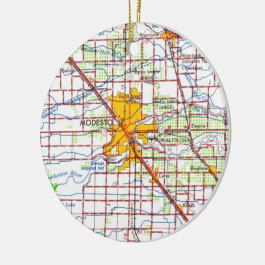 Modesto CA 1966 Map Keramisch Ornament (Links)