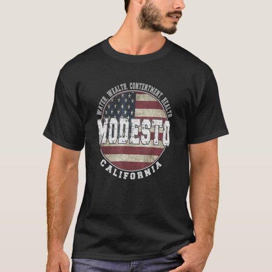 Modesto California  Amerikaanse vlag T-shirt (Voorkant)