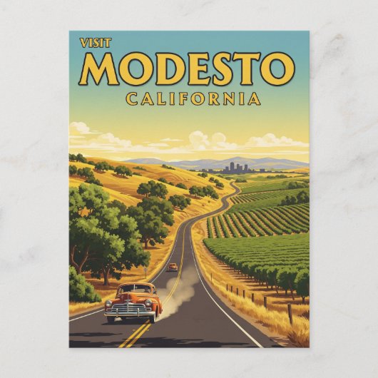 Modesto California Central Valley Briefkaart (Voorkant)