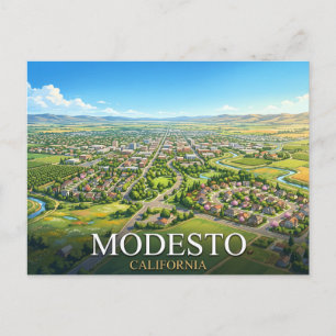 Modesto California Reizen Vallei Stadsgezicht Briefkaart
