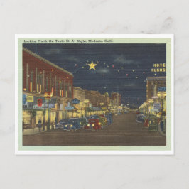  Modesto, Californië straatbeeld 's nachts Briefkaart