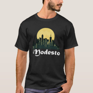 Modesto Skyline Gloeiende Maan Modesto City Night T-shirt