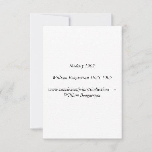 Modesty 1902 William Bouguereau Kaart (Achterkant)