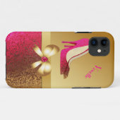 Modeuze roze en gouden stiletto Case-Mate iPhone case (Achterkant (horizontaal))