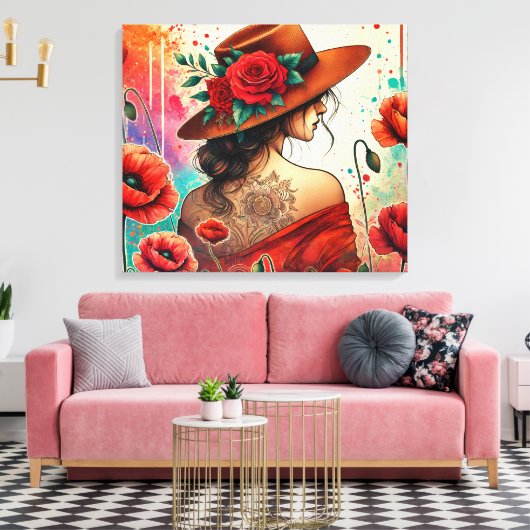 Modevrouw Canvas Afdruk (Insitu (Woonkamer))