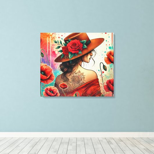 Modevrouw Canvas Afdruk (Insitu (Houten vloer))