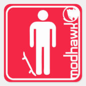 Modhawk rood vierkante sticker (Voorkant)