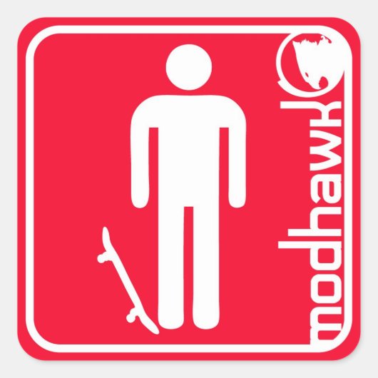 Modhawk rood vierkante sticker (Voorkant)