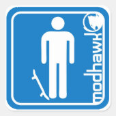 Modhawk skater blauw vierkante sticker (Voorkant)