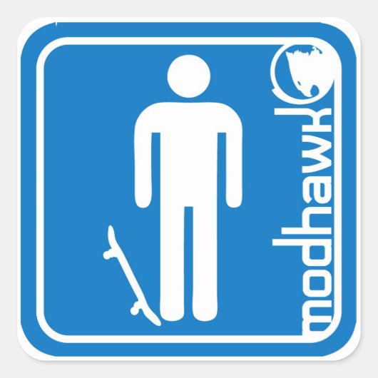 Modhawk skater blauw vierkante sticker (Voorkant)
