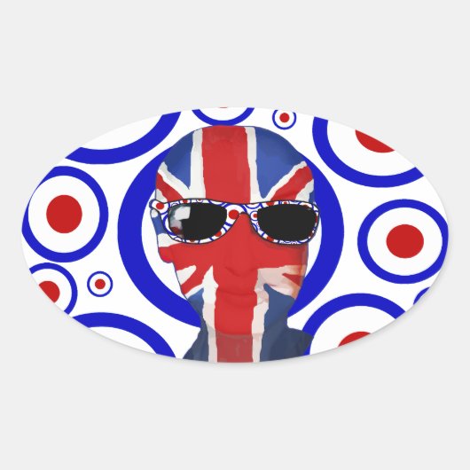 Modhead Retro sixties art Ovale Stickers (Voorkant)
