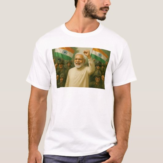 Modi leidt India met kracht T-shirt (Voorkant)