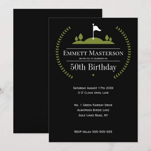 Modieus 50e verjaardagsfeest voor golfers kaart (Voorkant / Achterkant)