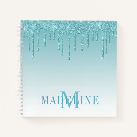 Modieus Aquaglitter Monogram Notitieboek (Voorkant)