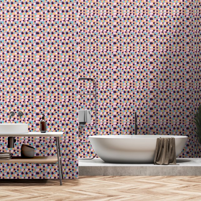 Modieus Chic Bloemrijk Roze Behang (Badkamer)