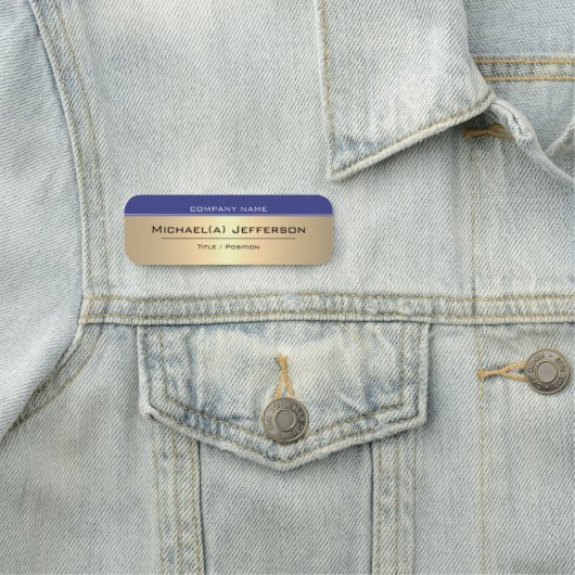 Modieus Donkerblauw & Luxe Goud Metallic: Chic Naamplaatje (In situ)